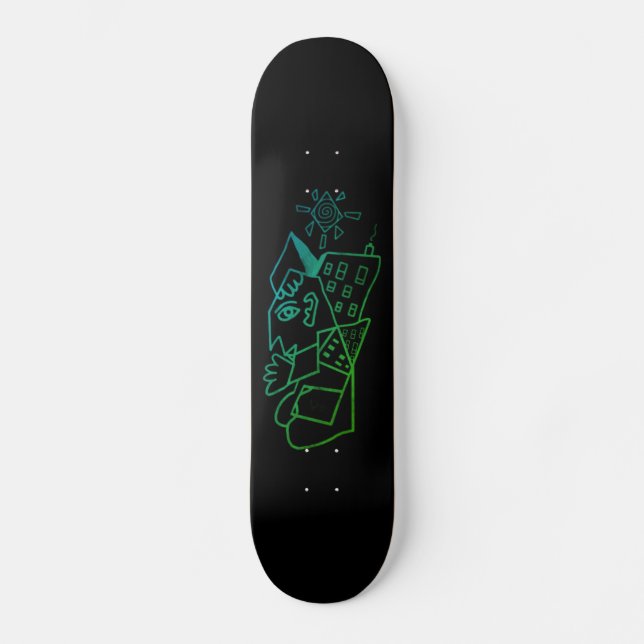 Urban Graffiti Abstrakt Cityscape Skateboard (Vorderseite)