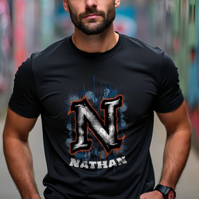 Urban Graffiti Graphic: Anpassbare Monogramm "N" T-Shirt (Von Creator hochgeladen)