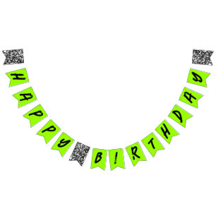 Urban Graffiti Green Black Happy Birthday Wimpelkette