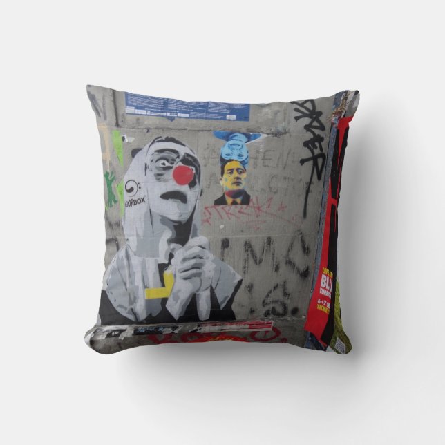Urban Graffiti Kunstkissen. Berliner Mauer Kissen (Vorderseite)