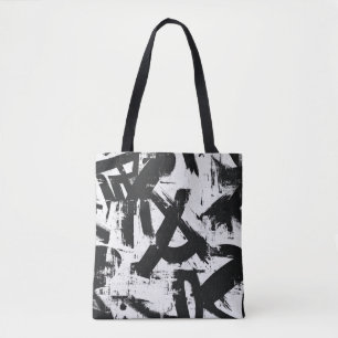 Urban Graffiti Tote Bag - Schwarzweiß Abstrakt Tasche