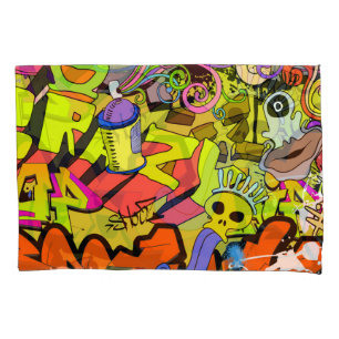 Urban Graffiti: Vintage Kunstmauer Kissenbezug