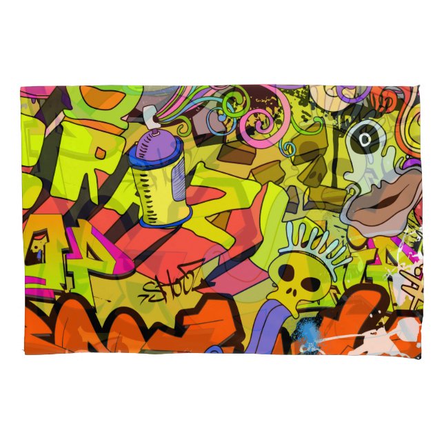 Urban Graffiti: Vintage Kunstmauer Kissenbezug (Vorderseite)