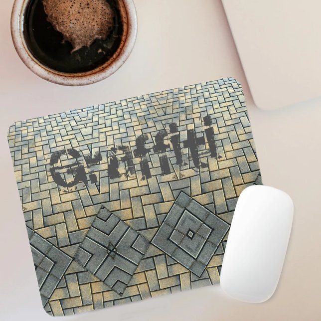 Urban Gray and Yellow Brick Anpassbar Mousepad (Von Creator hochgeladen)