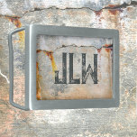 Urban Grunge Rusty Gray Stylish Rechteckige Gürtelschnalle<br><div class="desc">Das architektonische Detail der rostigen,  grauen Betonmauer mit goldgelben,  grauen,  schwarzen und dunkelgrauen Elementen schuf dieses abstrakte Grunge Gürtelschnalle mit seinem industriellen,  edgy urbanen Anklang. Ein raffiniertes und stilvolles Grunge personalisiert mit Initialen. Dieses Bild ist eine originale Straßenfotografie von JLW_FOTOGRAFIE.</div>