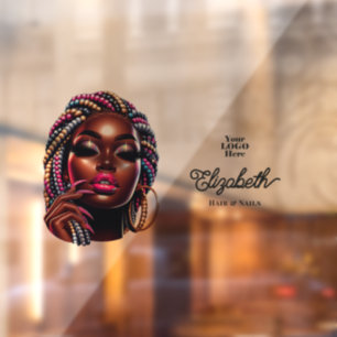Urban Hip Hop Frauen Friseursalon und Nagelstudio Fensteraufkleber