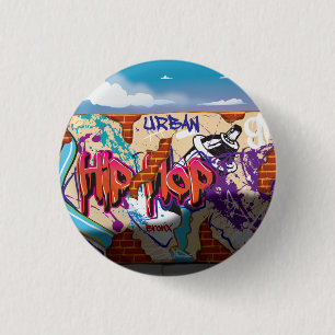 Urban Hip Hop Graffiti Wall. Button