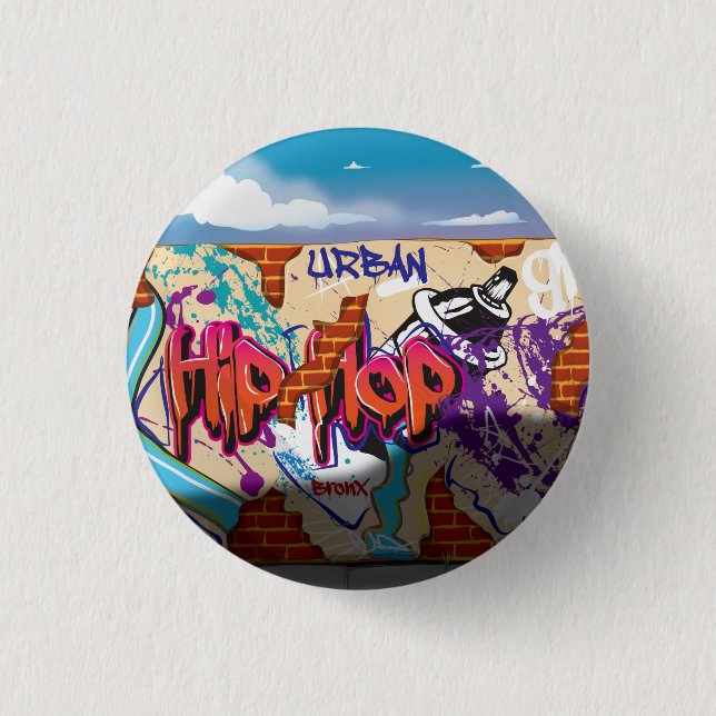 Urban Hip Hop Graffiti Wall. Button (Vorderseite)