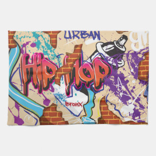 Urban Hip Hop Graffiti Wall. Geschirrtuch