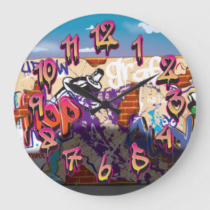 Urban Hip Hop Graffiti Wall. Große Wanduhr