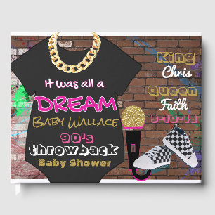 Urban Hip Hop Pink & Gold Baby Shower der 90er Jah Gästebuch