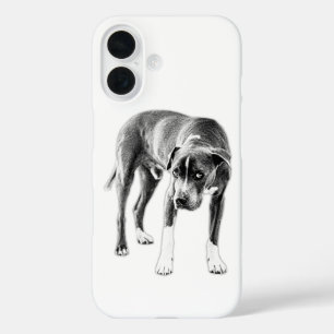 Urban Ink Dog - Pitbuli Mix Blick iPhone 16 Hülle