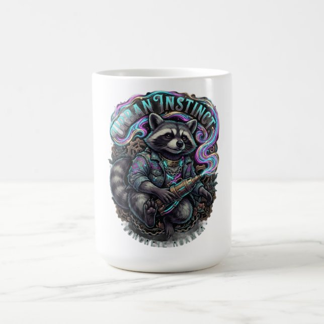 Urban Instinct Waschbär Langarmshirt Kaffeetasse (Mittel)