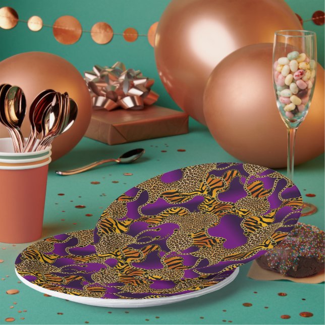 Urban Jungle Tierprint  Pappteller (Multi)