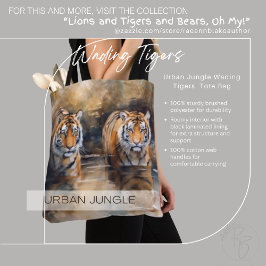 Urban Jungle Wading Tigers Tote Bag Tasche