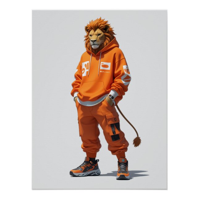 Urban Lion Vibes - Futuristic Streetwear Design Poster (Vorderseite)