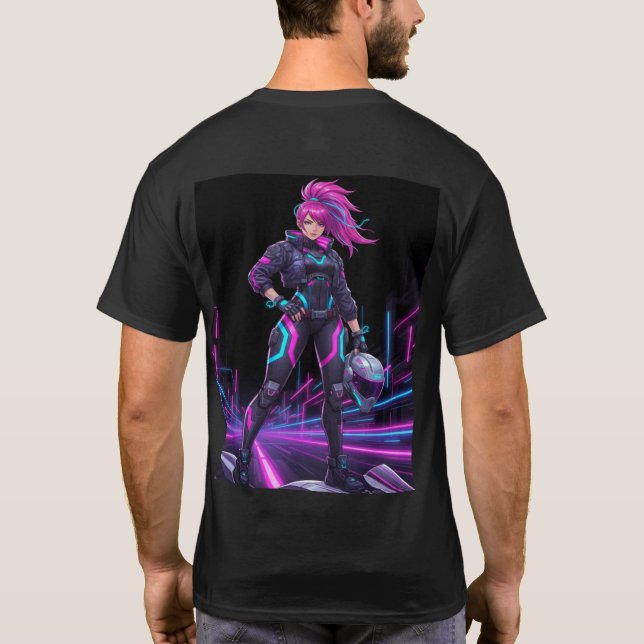 Urban Myth Engine – Cyberpunk Machine Legend T-Shirt (Rückseite)