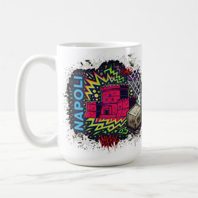Urban Neon Graffiti Napoli Castle Kaffeetasse (Links)