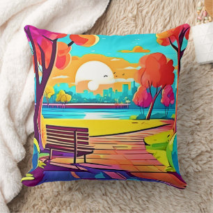 Urban Oasis Sunset Panorama Kissen