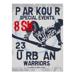 Urban Parkour Extreme Sports Artwork Poster
