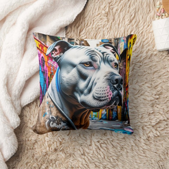 Urban Pitbull City Street Art Graffiti Kissen (Decke)