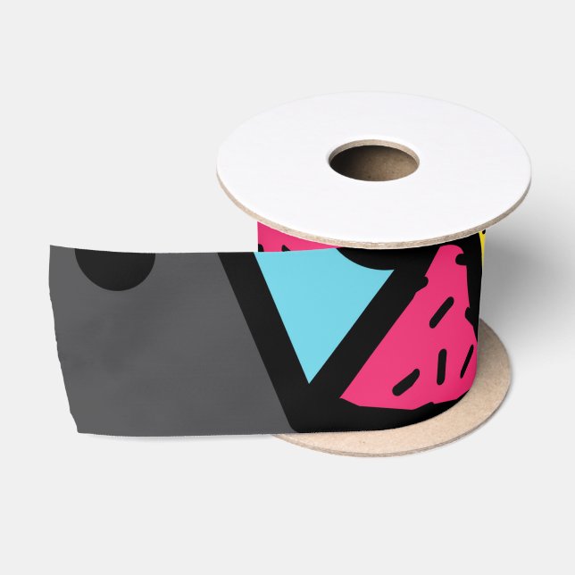 Urban Pop Art Abstrakt geometrische Linien und Pun Satinband (Spule)