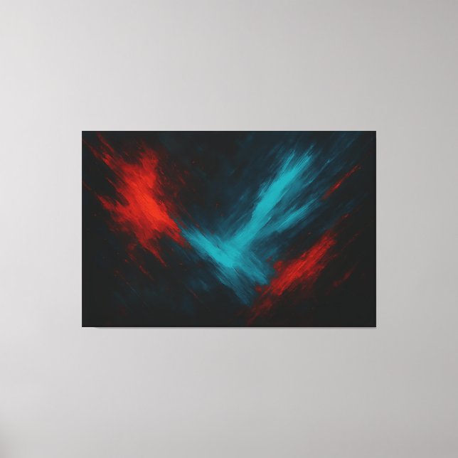 Urban Puls - Abstrakte Rot-Türkis-Leinwand Kunst Leinwanddruck (Vorderseite)