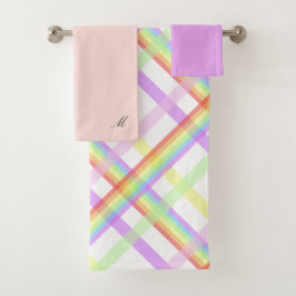 Urban Rainbow Kariert Mit Monogramm Badhandtuch Set