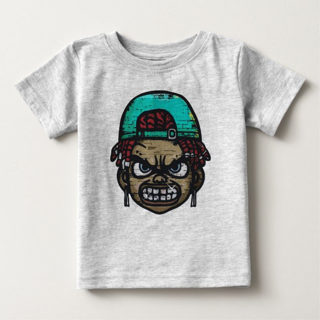 Urban Rebel: Graffiti Style Face Baby T-shirt (Vorderseite)