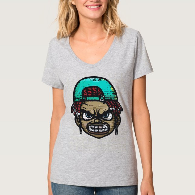 Urban Rebel: Graffiti Style Face T-Shirt (Vorderseite)
