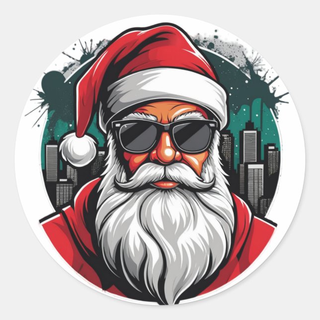 Urban Santa 10 Runder Aufkleber (Vorderseite)