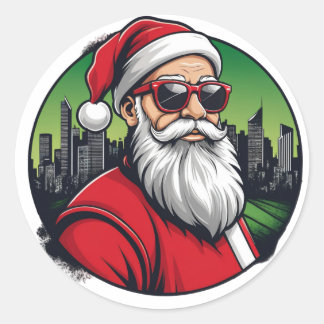Urban Santa 2 Runder Aufkleber