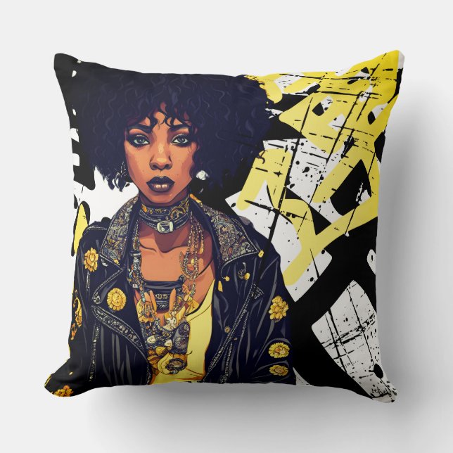 URBAN SCHAUTY ROCK'N'ROLL GRAFITTI YELLOW BLACK KISSEN (Vorderseite)