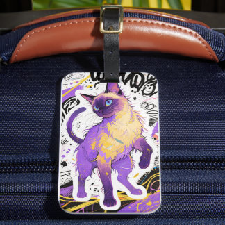 Urban Siamese Cat Luggage Tag Gepäckanhänger
