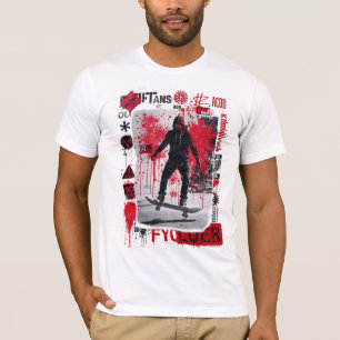 Urban Skater - Red Grunge Street Art T - Shirt