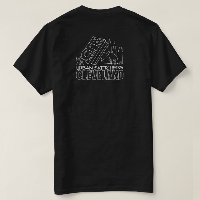 Urban Sketchers Cleveland Black T - Shirt - Männer (Design Rückseite)