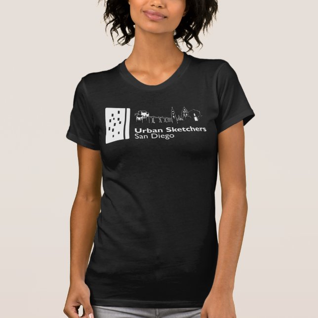 Urban Sketchers San Diego logo blanc T-Shirt (Devant)