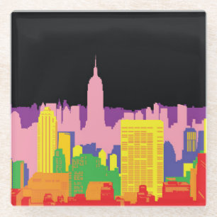 Urban Skyline: Nachtruinendekor. Glasuntersetzer