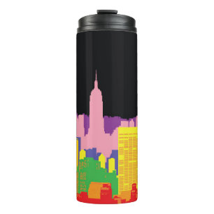 Urban Skyline: Nachtruinendekor. Thermosbecher