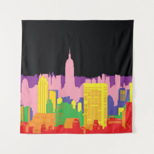 Urban Skyline: Nachtruinendekor. Wandteppich