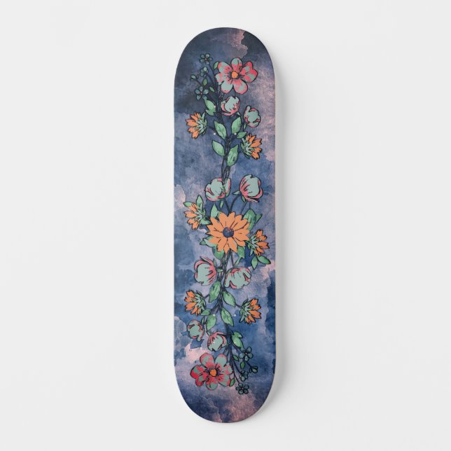 Urban Street Art Inspiriert Girly Floral Skate Dec Skateboard (Vorderseite)
