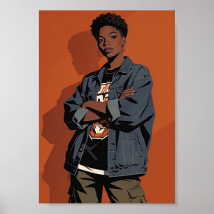 Urban Streetwear Schwarze Frau Poster Afrozentri