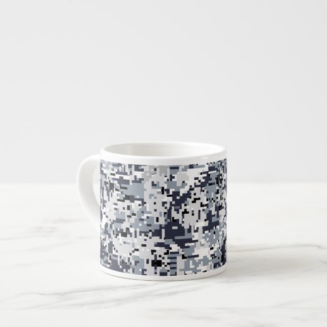Urban Style Silver Gray Digital Camouflage Espressotasse (Vorderseite Links)