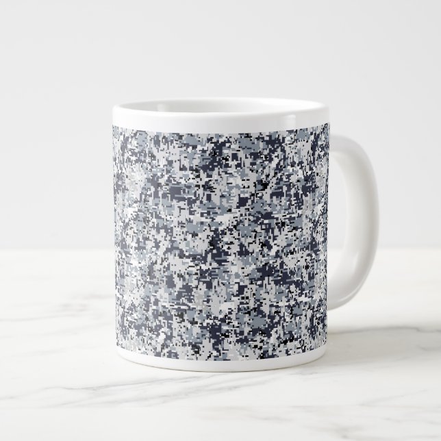 Urban Style Silver Gray Digital Camouflage Jumbo-Tasse (Vorderseite Rechts)