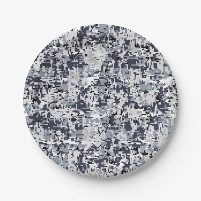 Urban Style Silver Gray Digital Camouflage Pappteller (Vorderseite)