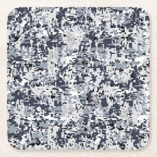 Urban Style Silver Gray Digital Camouflage Rechteckiger Pappuntersetzer
