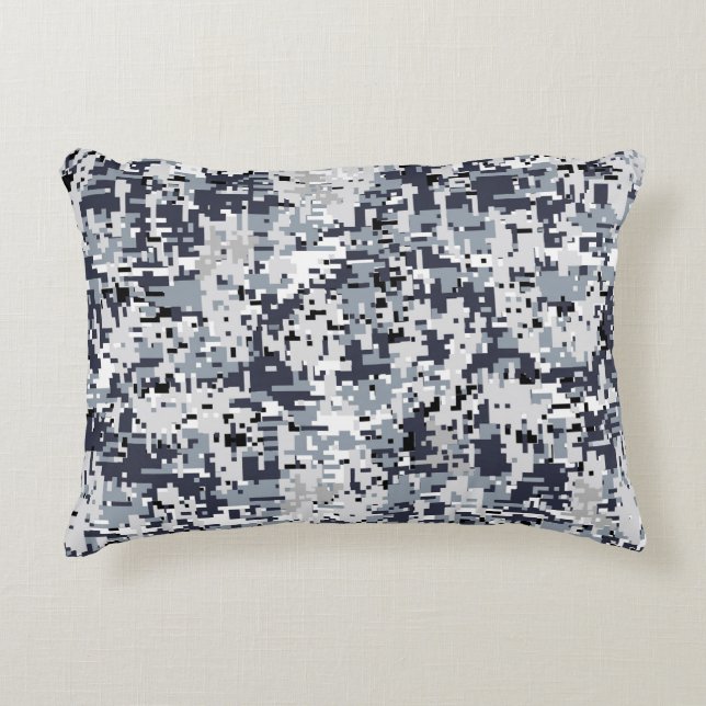 Urban Style Silver Gray Digital Camouflage Zierkissen (Vorderseite)