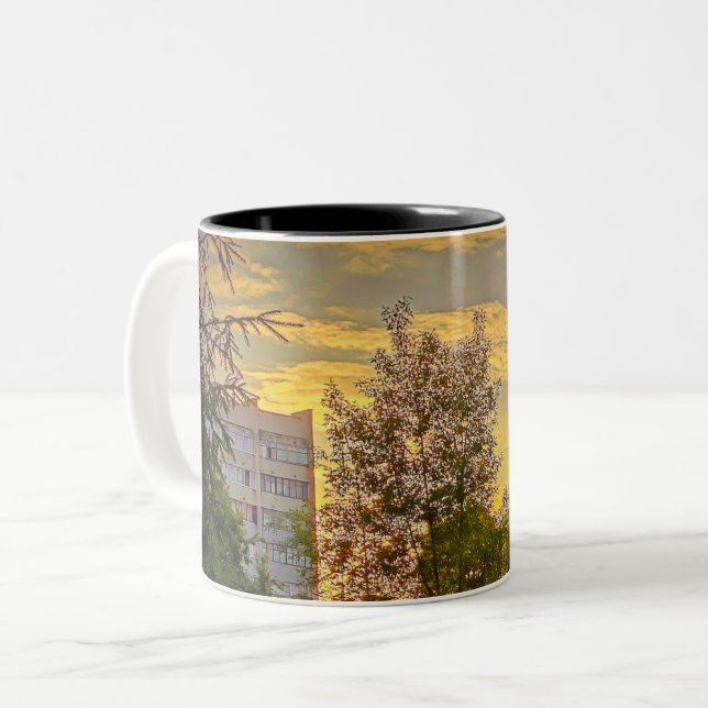 Urban Sunset Memory Tasse – Anpassbar (Vorderseite Links)