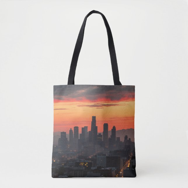 Urban Sunset Skyline - Over - Print Totbeutel Tasche (Vorderseite)