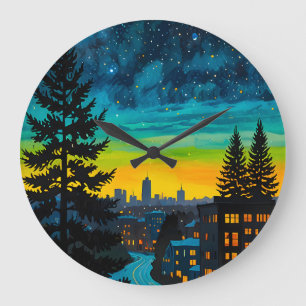 Urban Twilight Glow Große Wanduhr